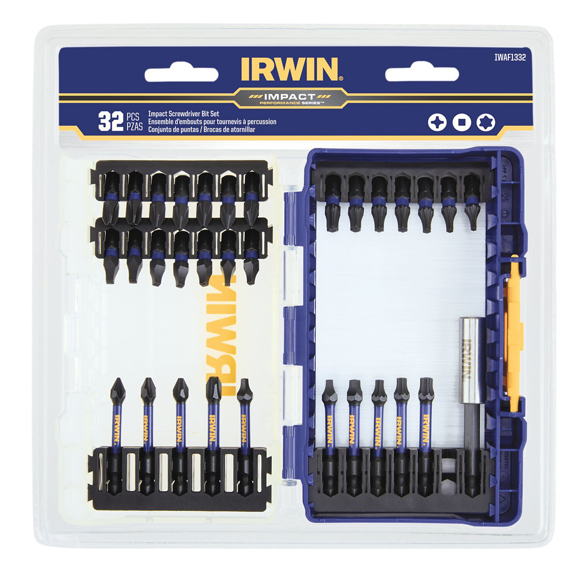Irwin 32-Piece Impact Screwdriving Set — Multiple Chuck Sizes, Model# HANIWAF1332